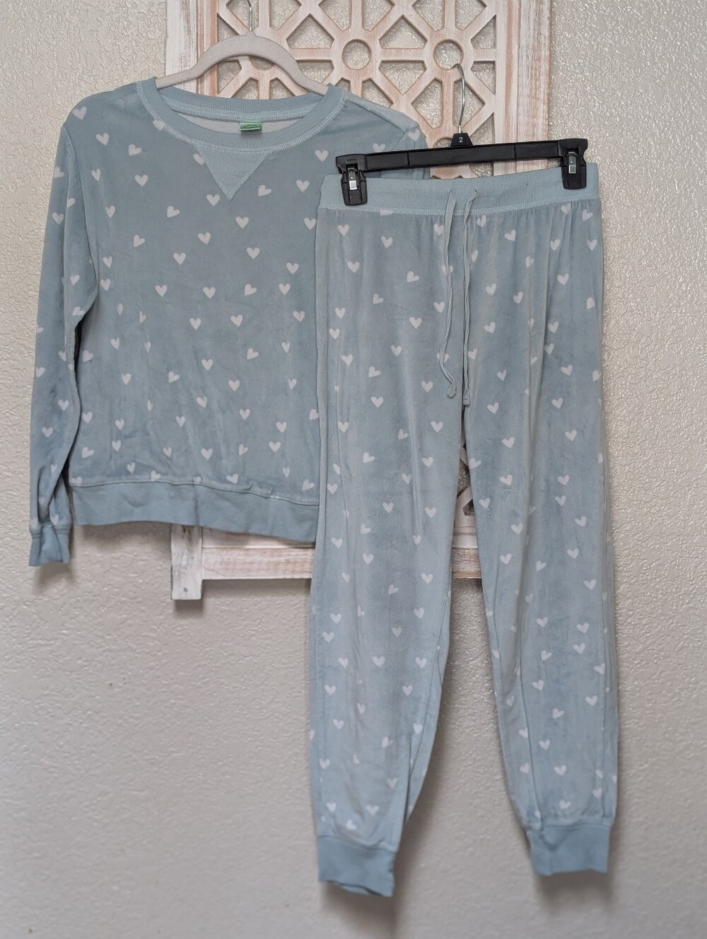 Honeydew 2 piece pajama loungewear set women's XL mint green hearts soft cozy